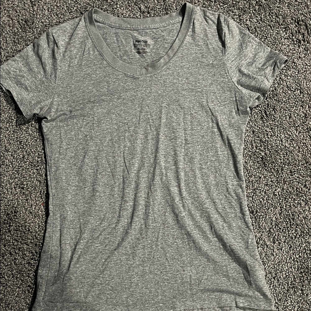Reebok Women's Heather Gray V-Neck Tee